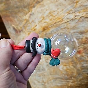 Glass smowman christmas ornament